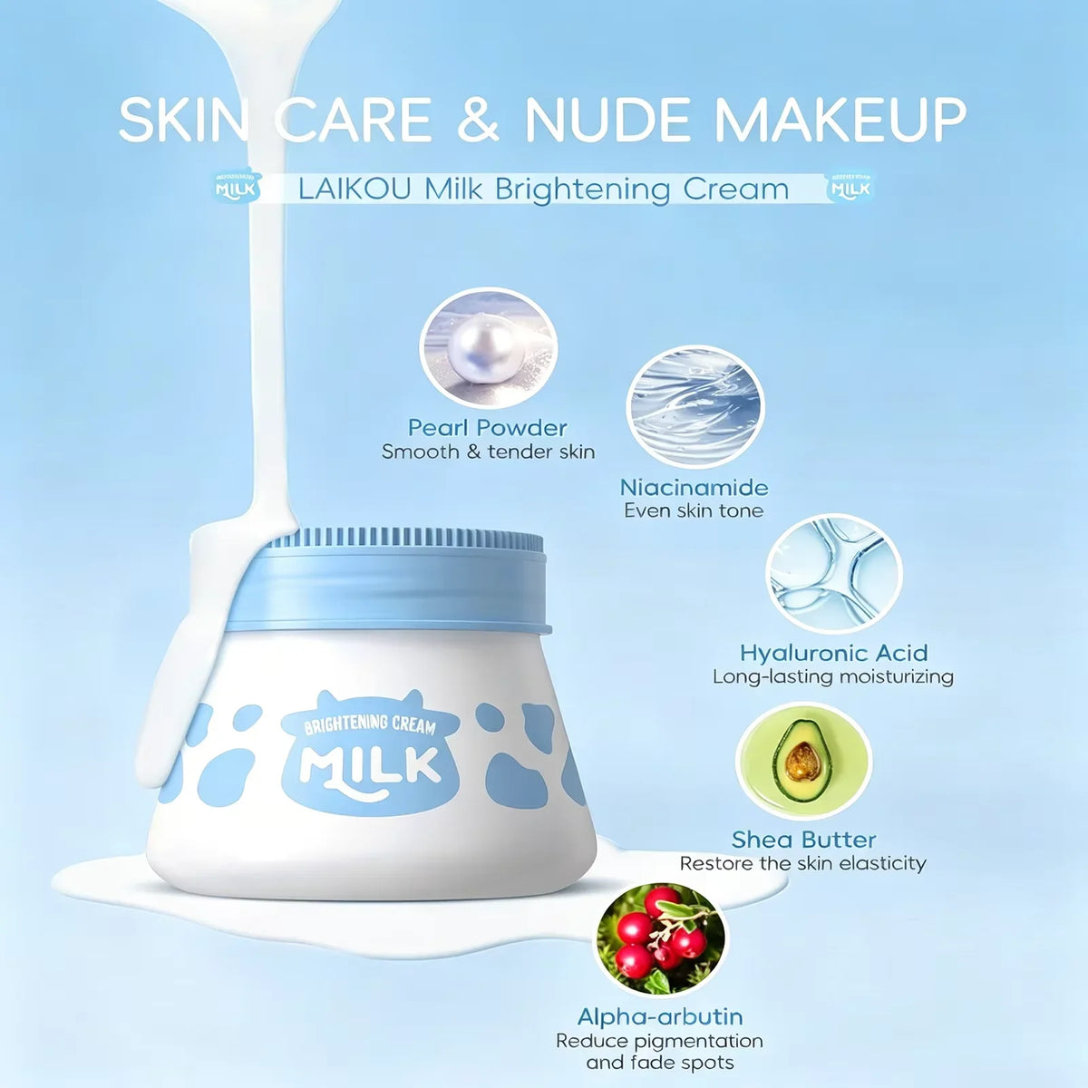 LAIKOU Milk Brightening Cream – Whitening & Hydrating Face Cream