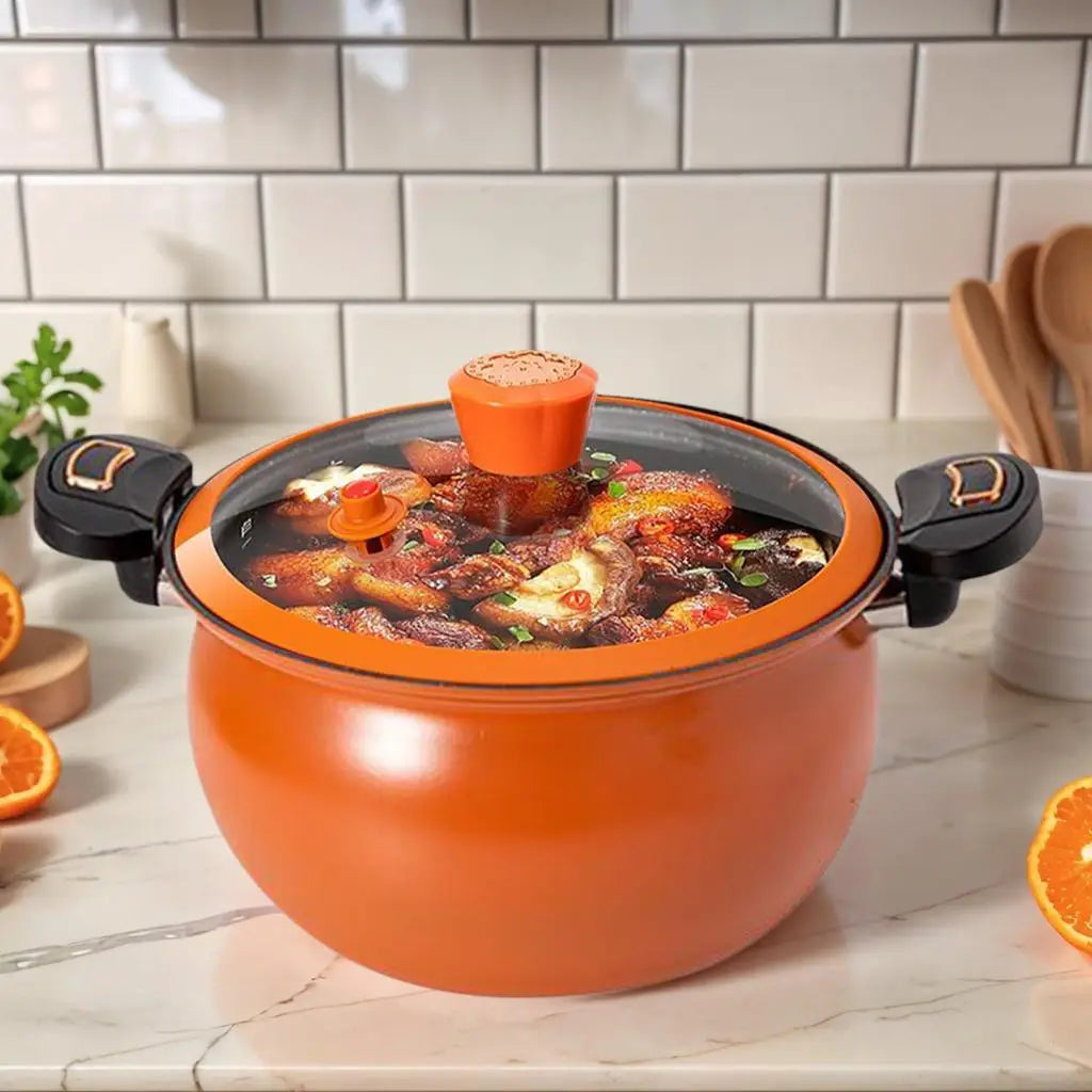 Pressure Cooker Cooking Pot Stew Fast Heating Non Stick See Through