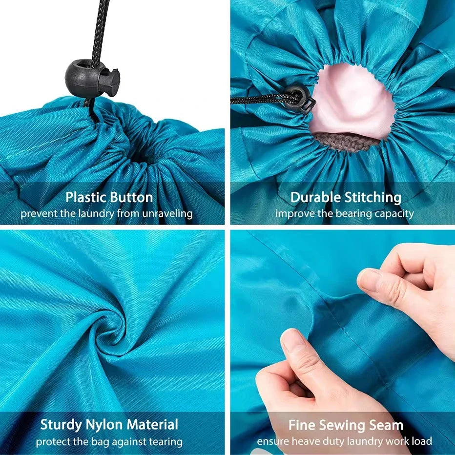 Smile Face Nylon Drawstring Laundry Bag – 24×36" Machine Washable