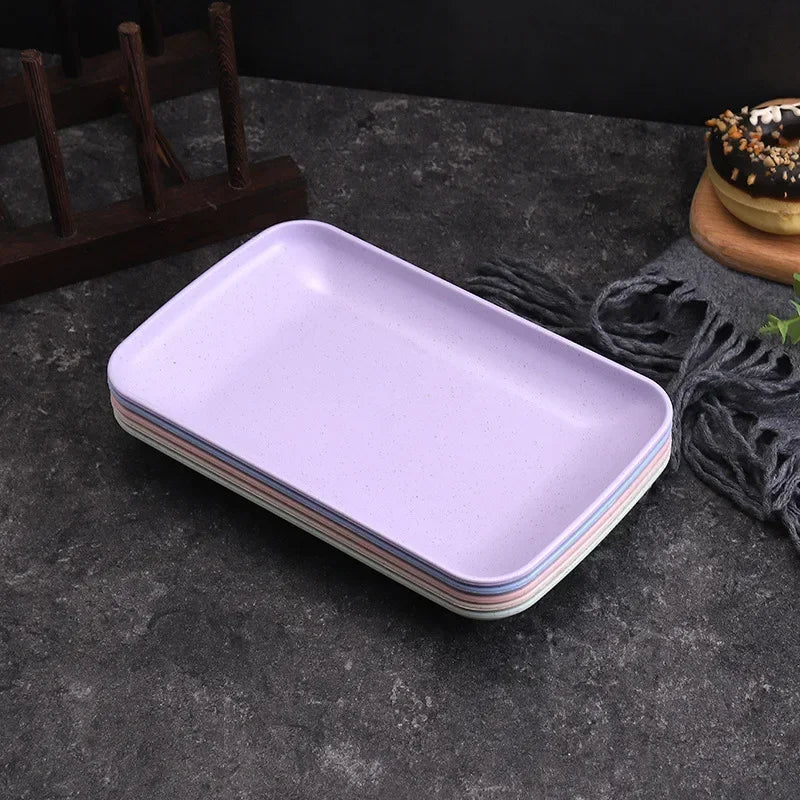 5-Pack Wheat Straw Rectangular Plates – Eco Tableware Set
