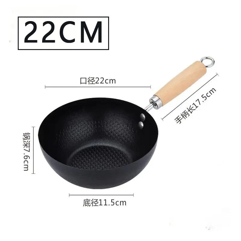 CHANSUNRUN 26cm Cast Iron Non-Stick Wok Fry Pan | Gas & Induction