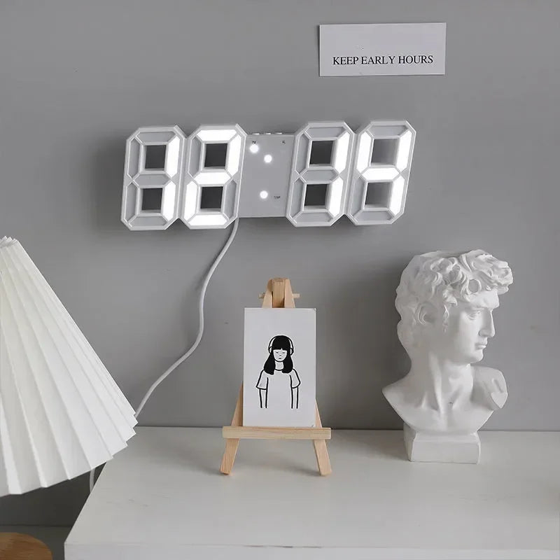 3D LED Digital Wall Clock – Time, Date & Temp Display