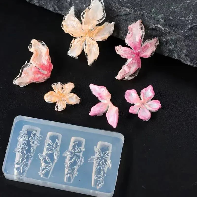 3D Silicone Nail Carving Mold – Lily & Ice Flower DIY Art