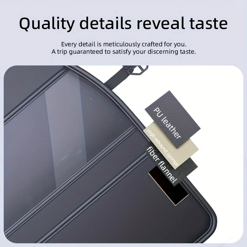 PU Leather Car Seat Back Protector with Pockets & Tablet Holder