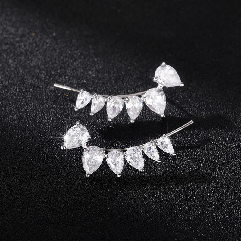 Huitan Crystal Pear CZ Drop Earrings – Silver-Tone Women