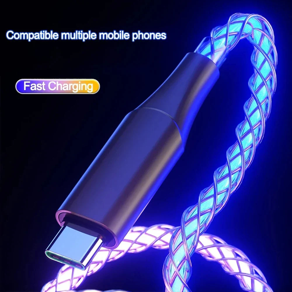 RGB 66W 6A USB-C Fast Charging Cable – Glowing Streamer Design
