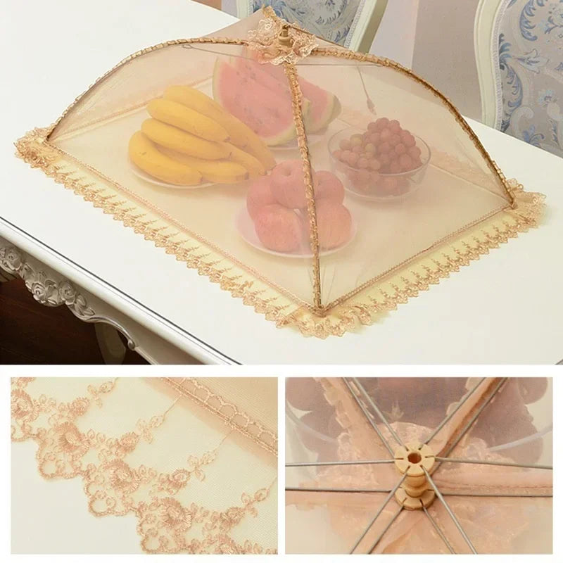 Folding Food Mesh Cover Tent – Umbrella Bug Guard for Table