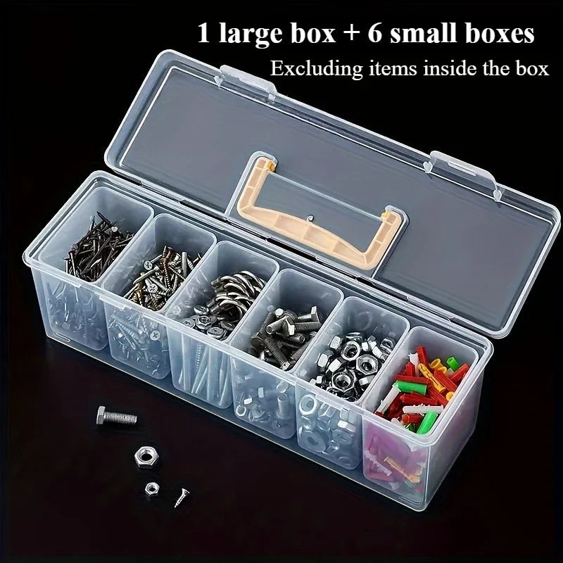 7-Piece Multi-Compartment Tool Parts Storage Box Organizer