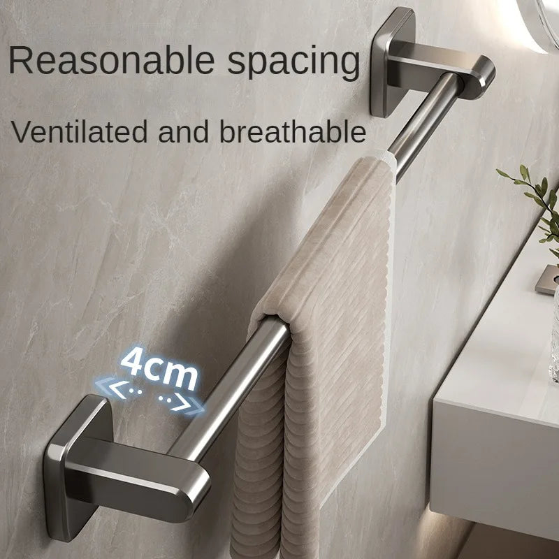 No-Drill Stainless Steel Towel Rack & Bathroom Shelf Organizer
