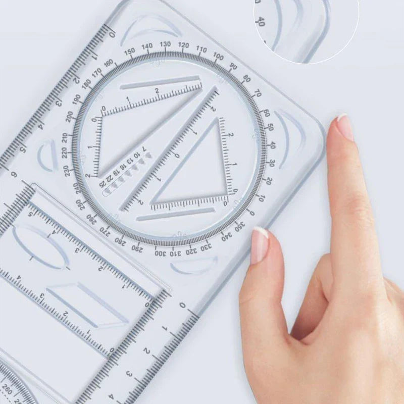 360° Multifunctional Geometric Drawing Ruler – Student Math Tool