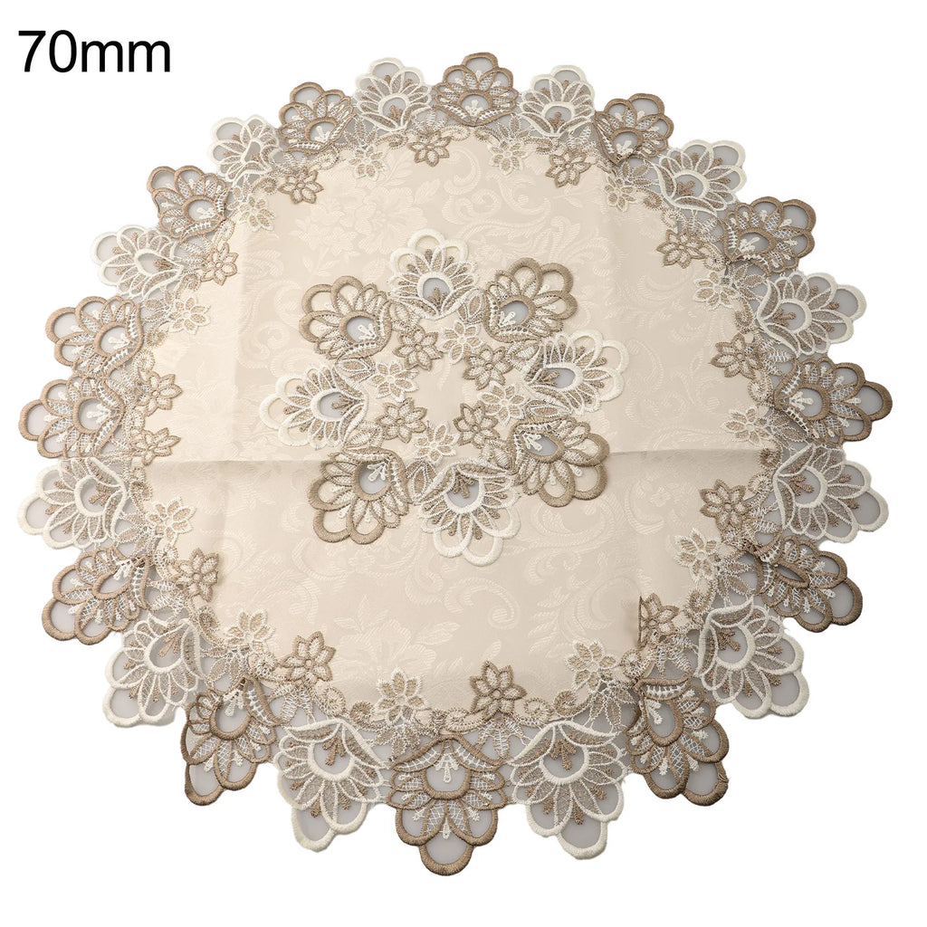 Round Tablecloth Lace Floral Table Cover Dustproof Home Festival