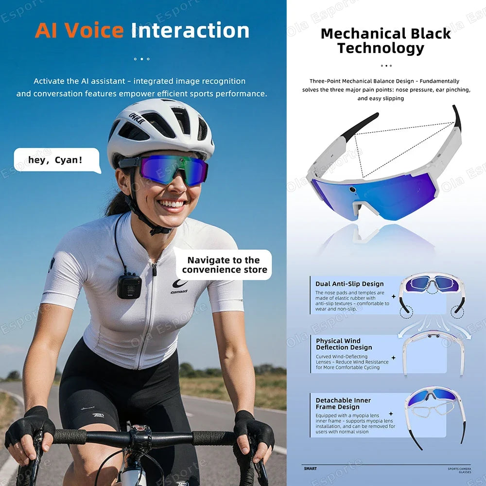 Sunscreen Smart Glasses AI Translation TF Card Bluetooth Conversation