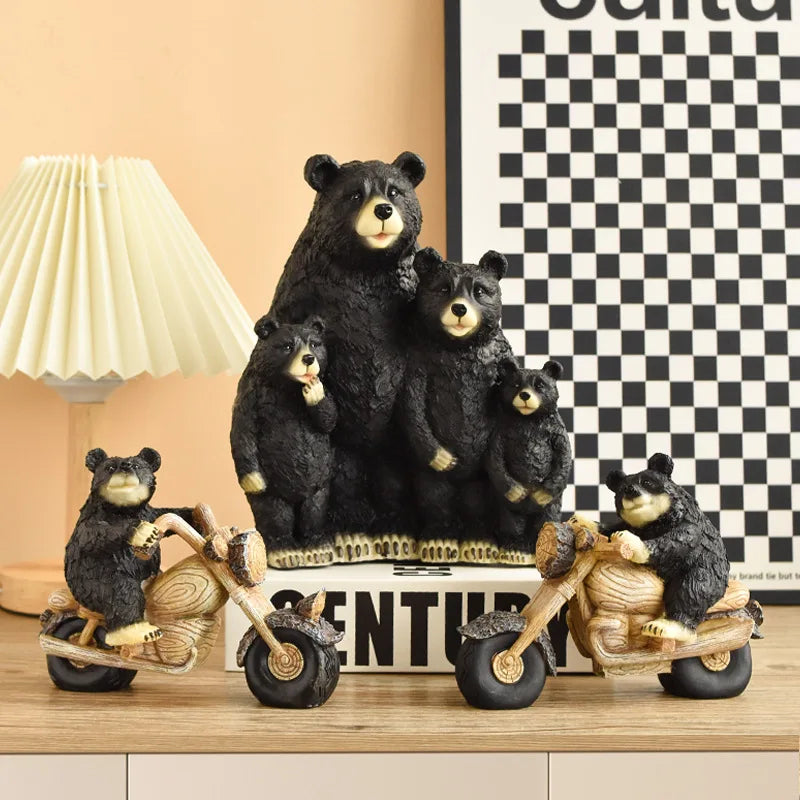 Black Bear Display Home Living Room TV Cabinet Porch Decoration Decor