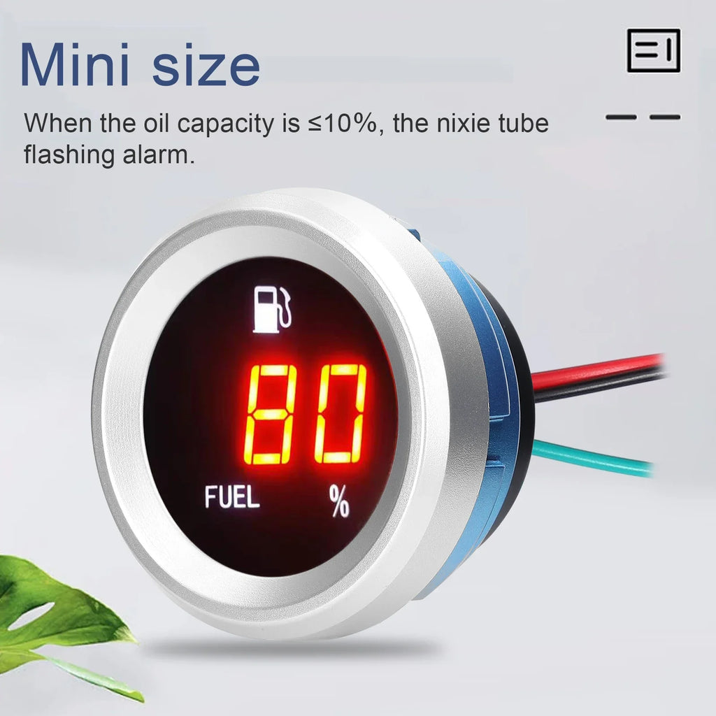 KKMOON Digital Fuel Level Gauge | Flashing Alarm, 9-35V