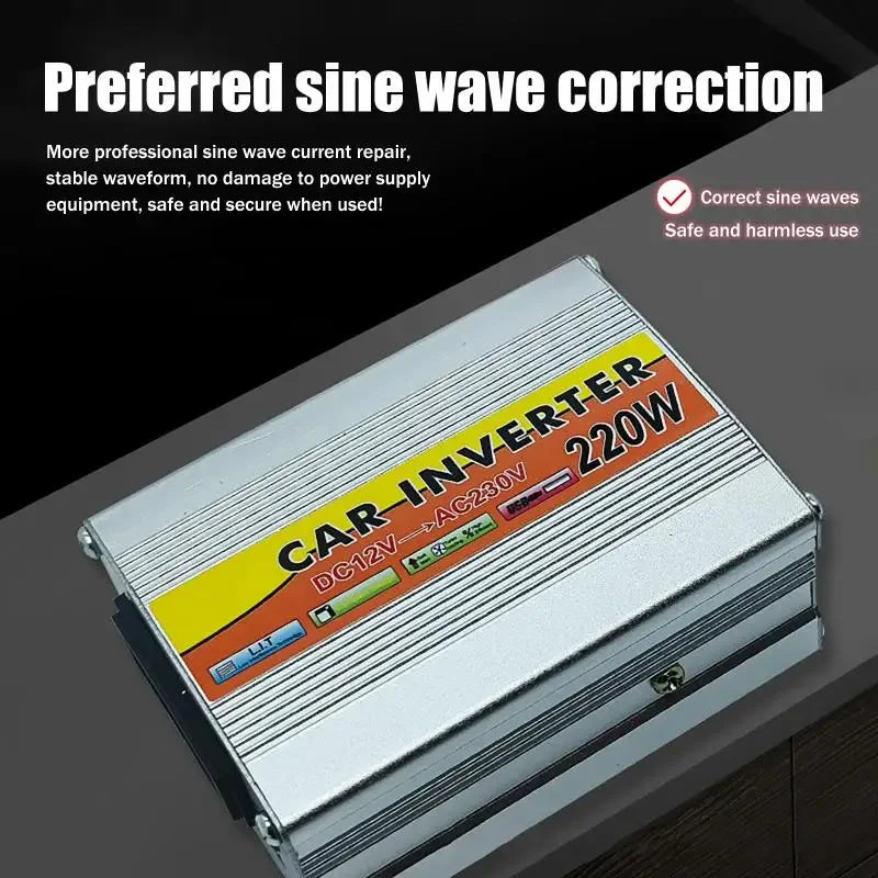 Car Mounted 220W Solar Power Inverter Voltage Transformer DC 12V AC