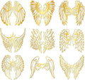 9-Piece Angel Wing Metal Stickers for Scrapbooks & DIY Crafts