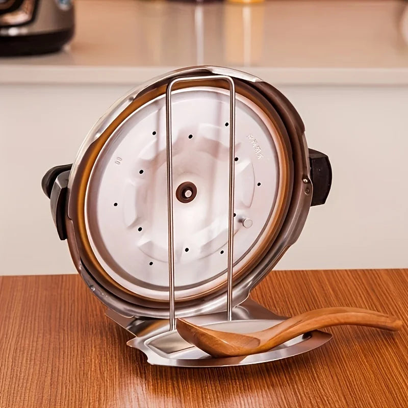 Stainless Steel Pot Lid Rack – No-Drill Countertop Organizer