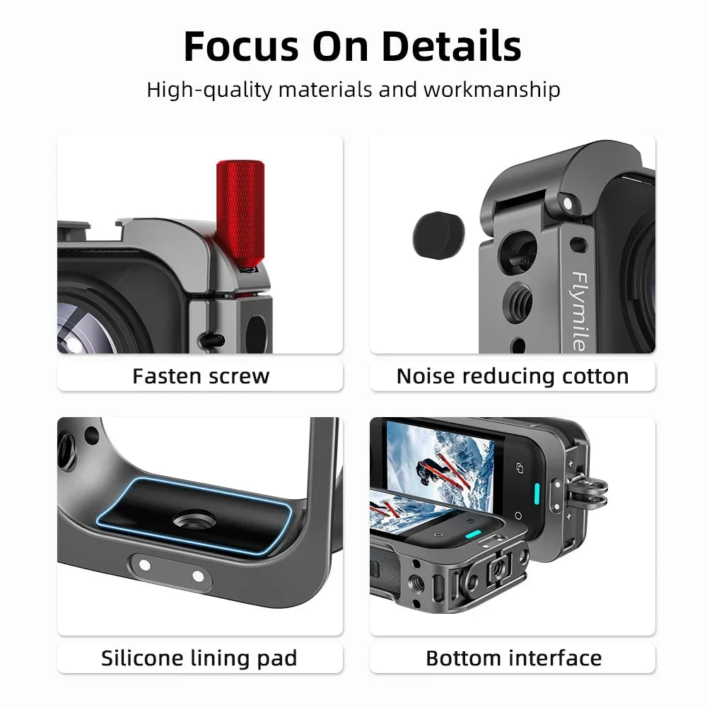 Flymile Aluminum Cage for Insta360 X5 + Silicone Lens Cover