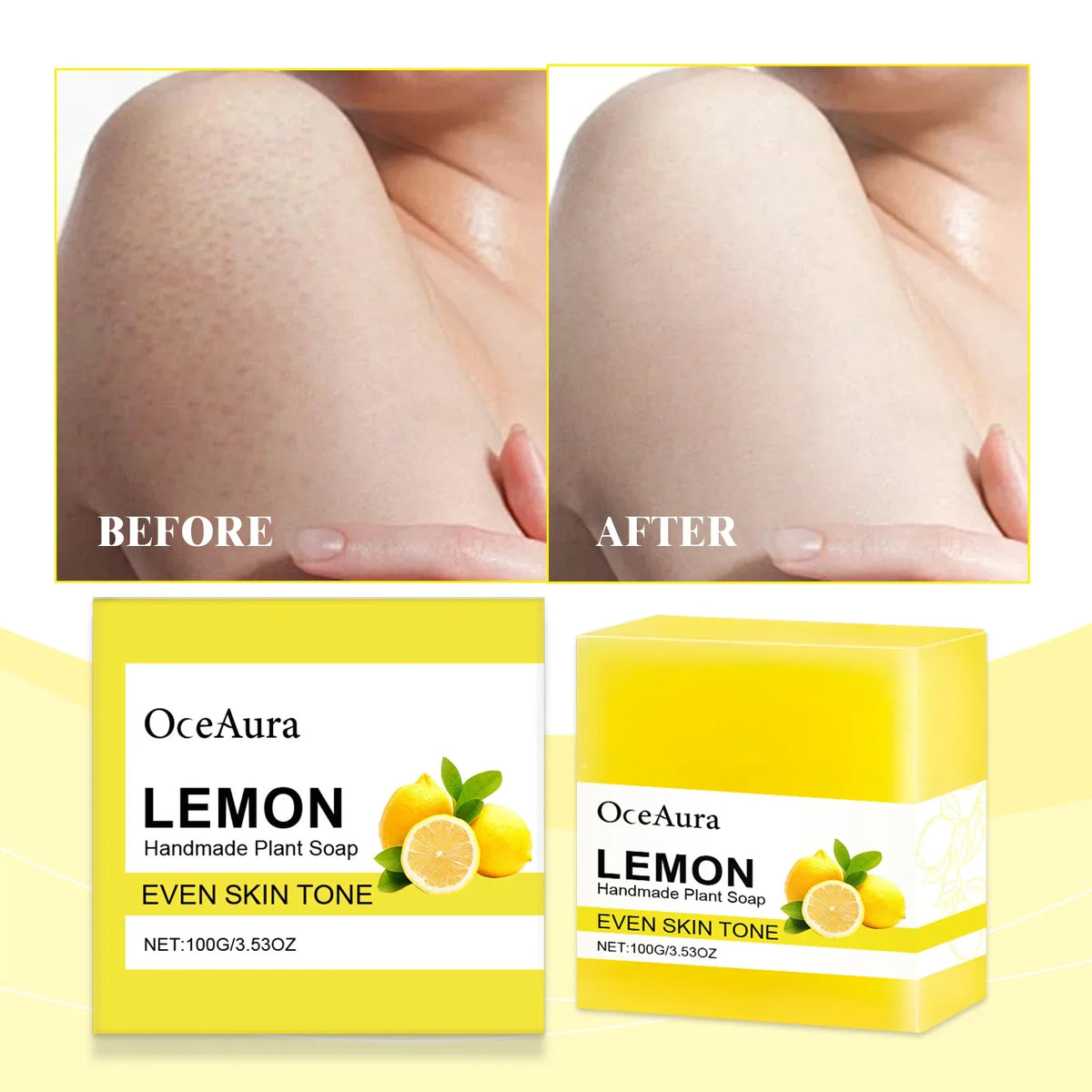 OCEAURA Lemon Handmade Essential Oil Soap Bar – 3.35 oz