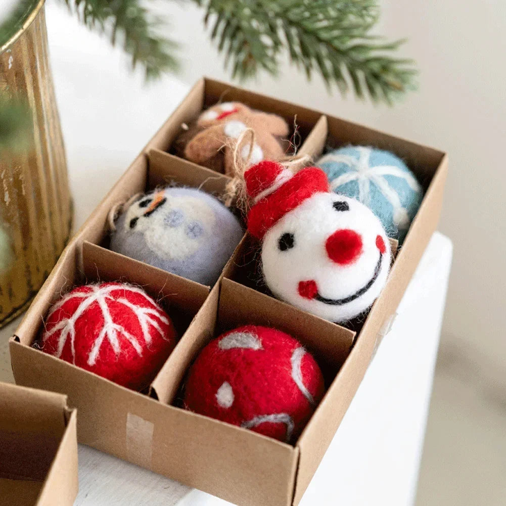 Wool Felt Ball Christmas Tree Ornaments | Colorful Set