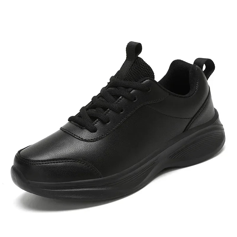 YBQJOO Men's PU Leather Casual Sneakers | Non-Slip Lace-Up