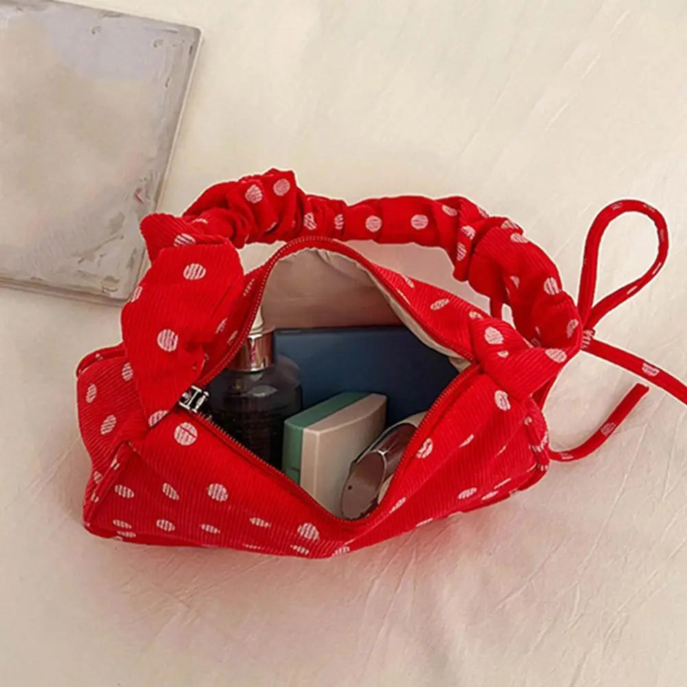 Polka Dot Shoulder Bag – Women's Ruched Strap Retro Hobo Purse