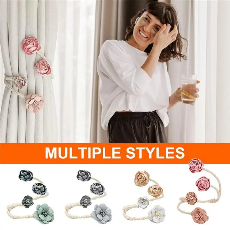 A36T-Flower Curtain Tie Buckle Versatile Living Room Punch-free Rope
