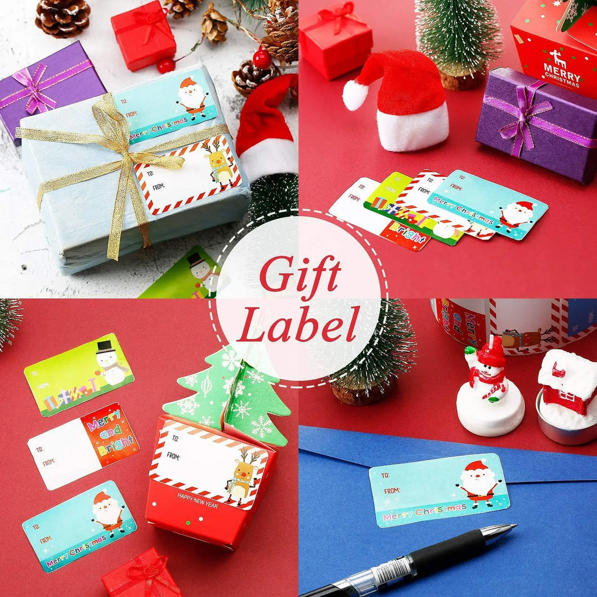 Christmas Tags Santa Claus Stickers Self Adhesive Tag Festival