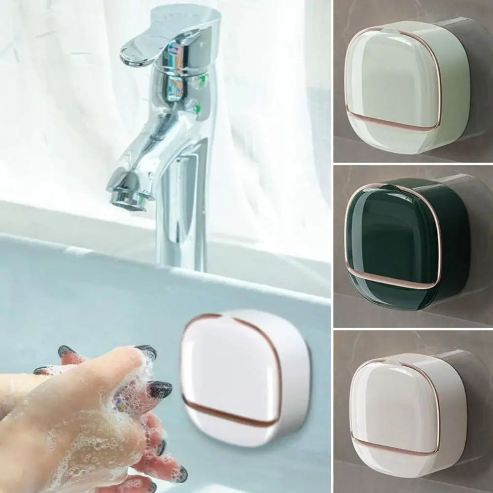 Wall Mounted Soap Dish Drainage Box Waterproof Punch-free Bathroom