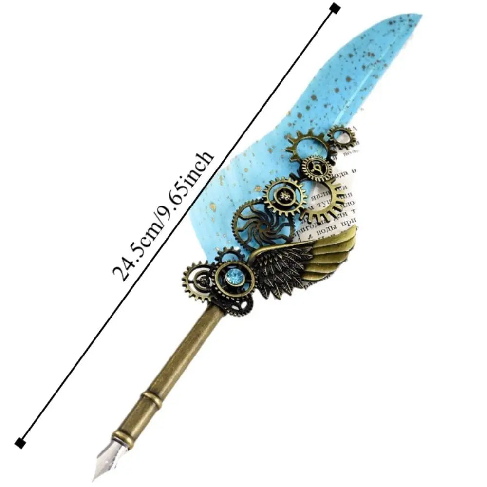 Retro Feather Dip Pen – Vintage Metal Calligraphy Set, 5 Nibs