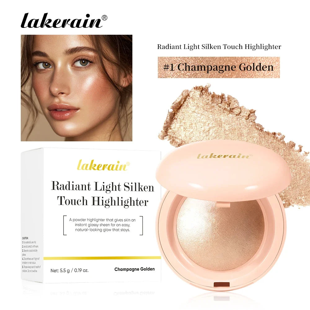 Lakerain Baked Highlighter Powder | Shimmer Glow Illuminator