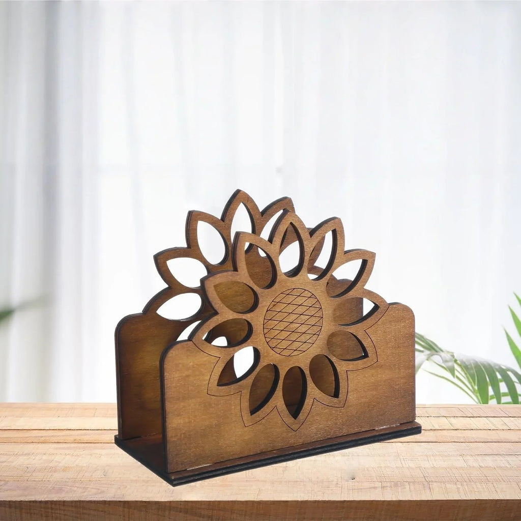 Wooden Sunflower Napkin Holder | Farmhouse Kitchen Decor