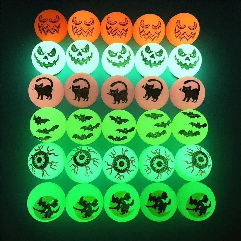 Halloween Luminous Bouncy Ball Pumpkin Witch Rubber Toys Kids