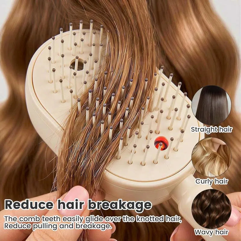 2-in-1 Red Light Scalp Massager Brush with Mist Spray Comb