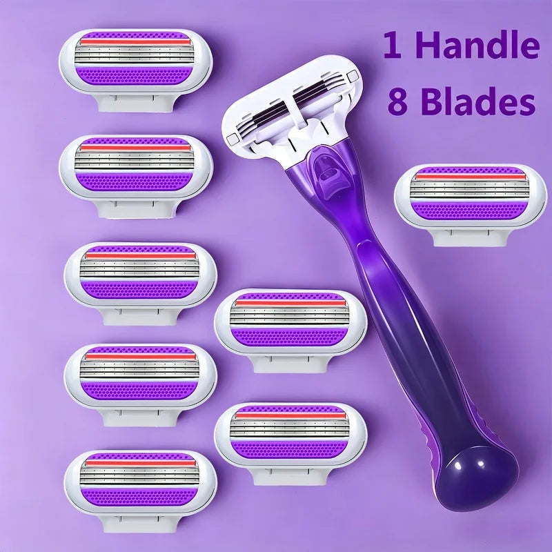 Women's Reusable Razor – 1 Handle & 3 Triple-Blade Cartridges