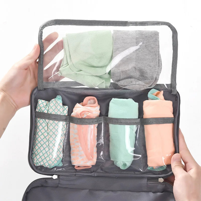 Travel Bra & Underwear Organizer Bag – Waterproof with Dividers