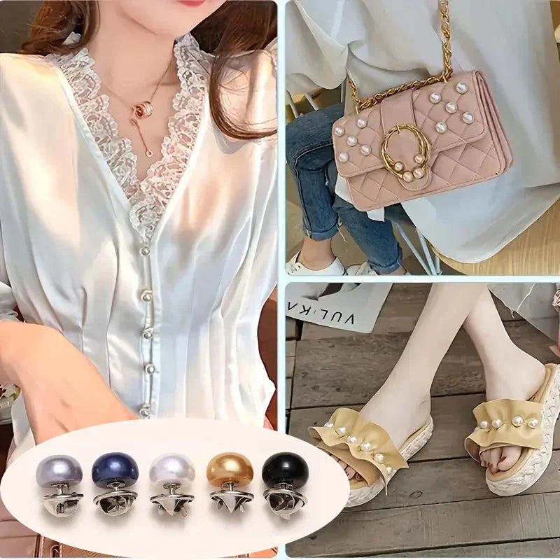 10pcs Pearl Button Pins – DIY Decorative Safety Pin Brooches