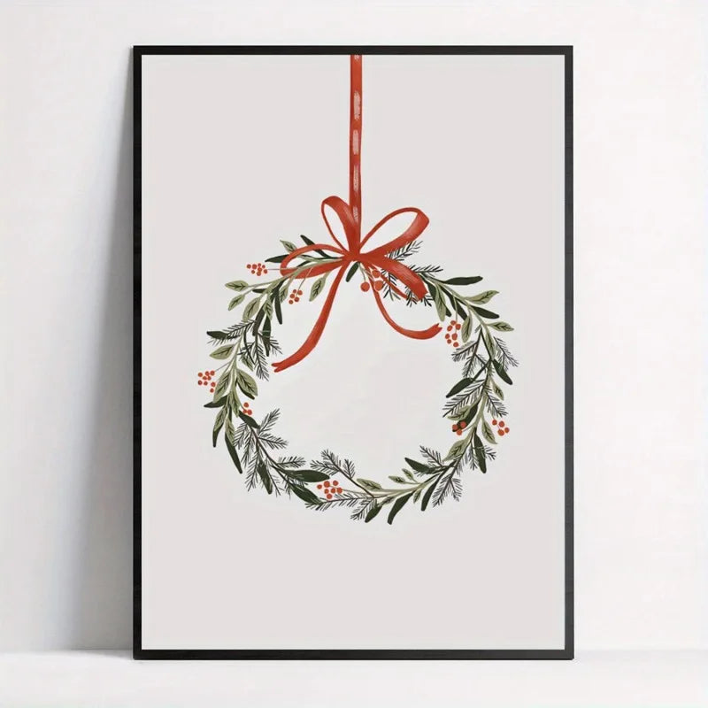 Christmas Elk Snow Canvas Wall Art | Winter Scenic Poster