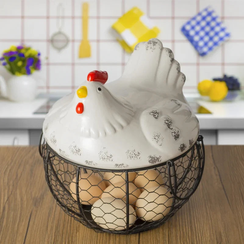 Ceramic Egg Baskets Fruit Sundries Blue Kitchen Shelves Creative
