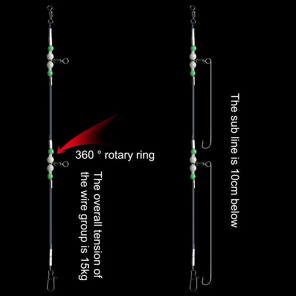 Night Glow Fishing Leaders with Swivels & Snaps | Saltwater & Freshwater