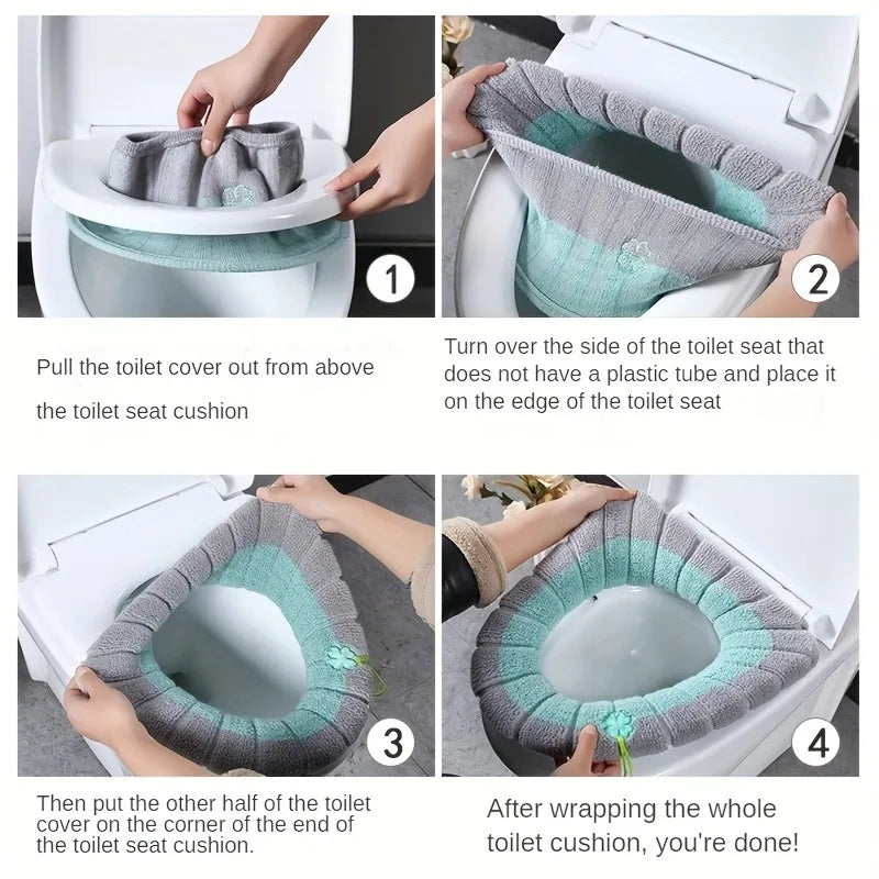 5-Pack Soft Thick Toilet Seat Covers – Warm Cushion with Handle