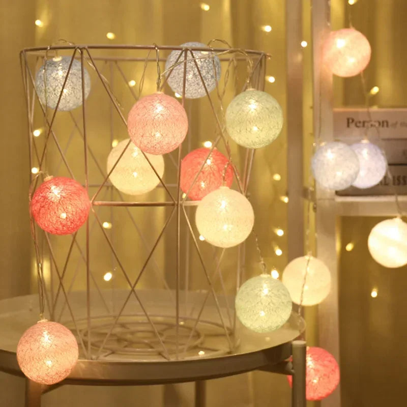 20 LED Cotton Ball String Lights – Fairy Garland Home & Garden