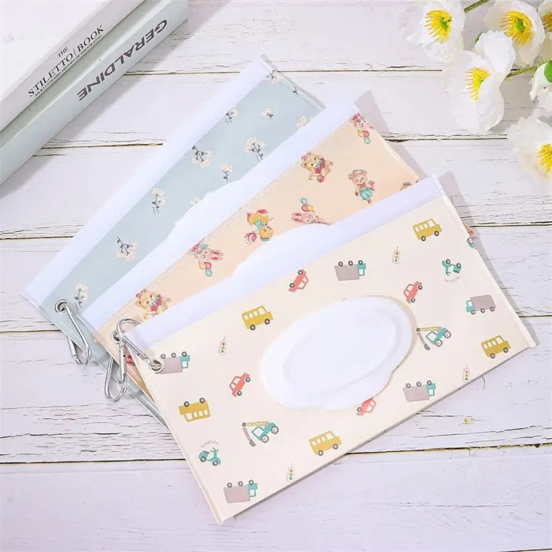 5-Pack Portable Baby Wet Wipe Pouch Reusable Refillable Case