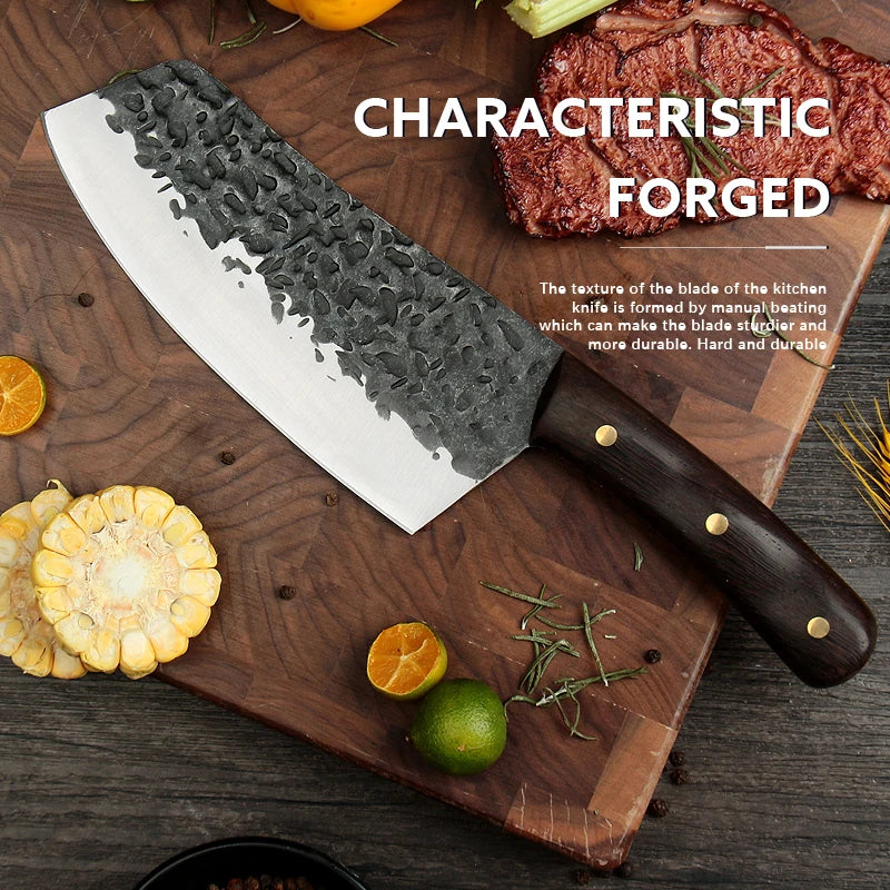 Forged Kiritsuke Chef Knife – 4Cr13Mov Steel & Wood Handle