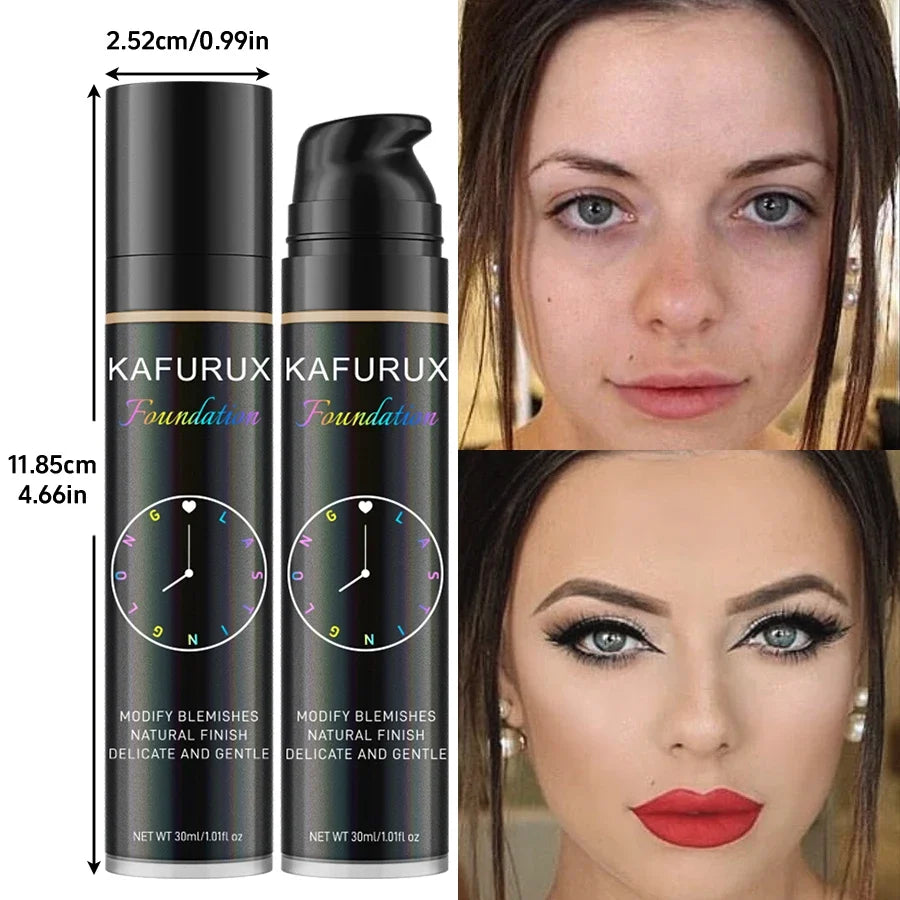 KAFURUX 8-Shade Liquid Foundation – Waterproof Full Coverage