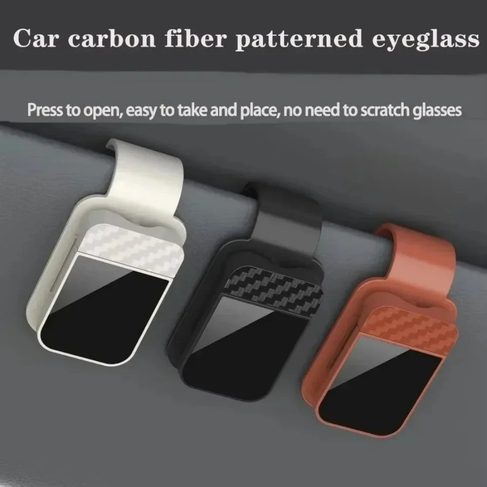 Car Sun Visor Glasses Clip | Carbon Fiber Sunglasses Holder