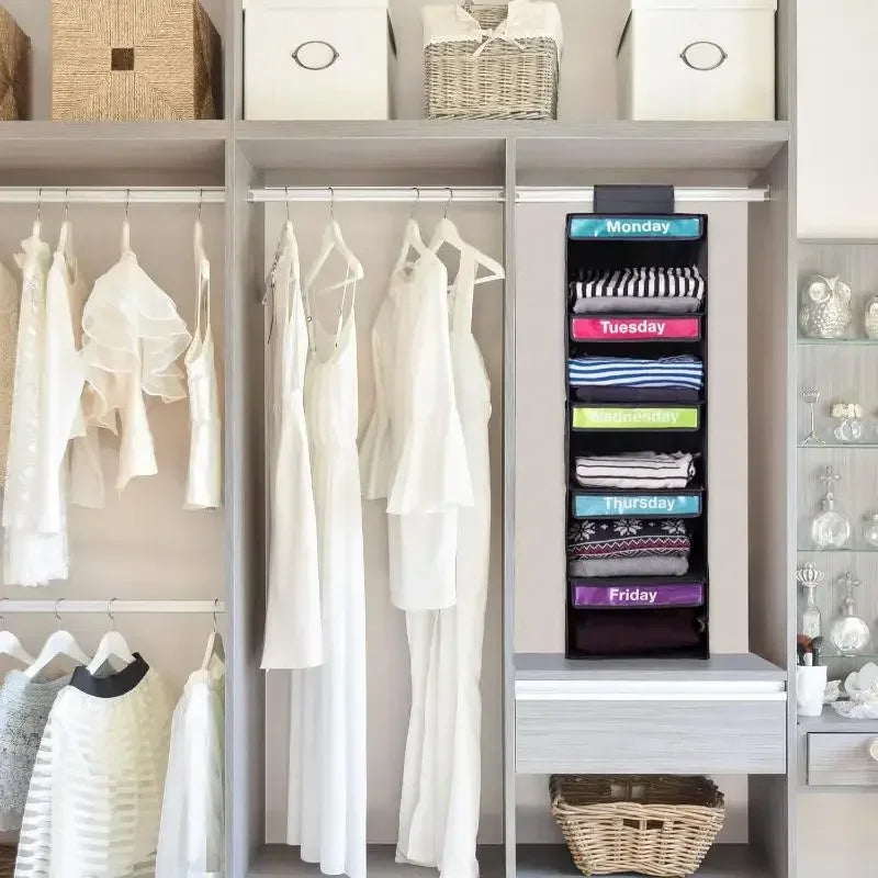 5-Shelf Kids Weekly Hanging Closet Organizer – Days of Week