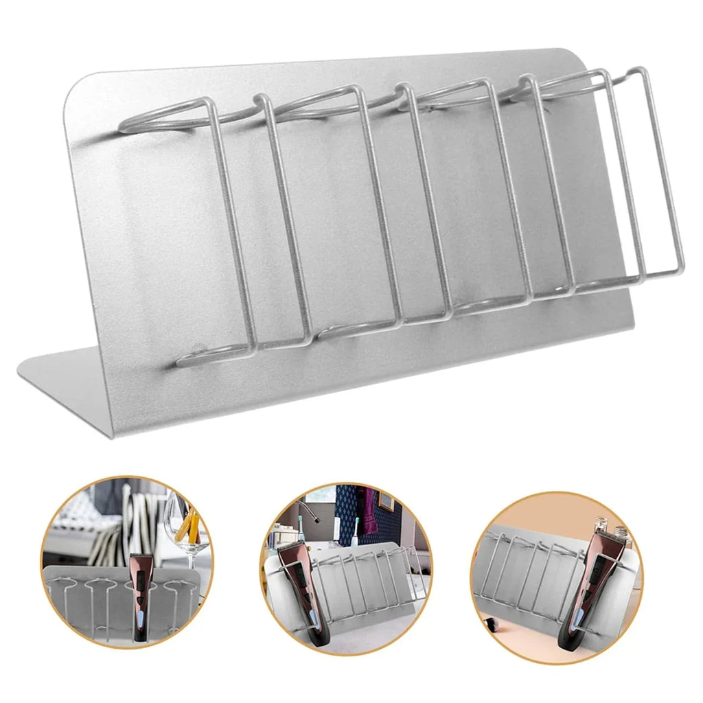 4-Slot Steel Hair Clipper Storage Rack | Salon Tool Holder