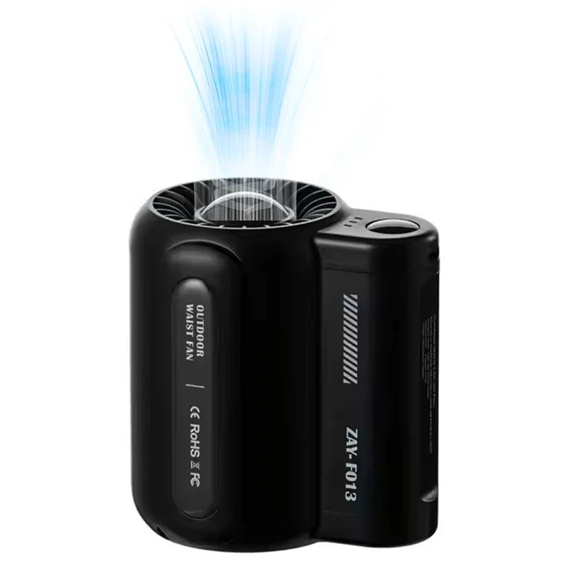 Portable Bladeless Waist Fan – 5-Speed USB Rechargeable Mini Fan