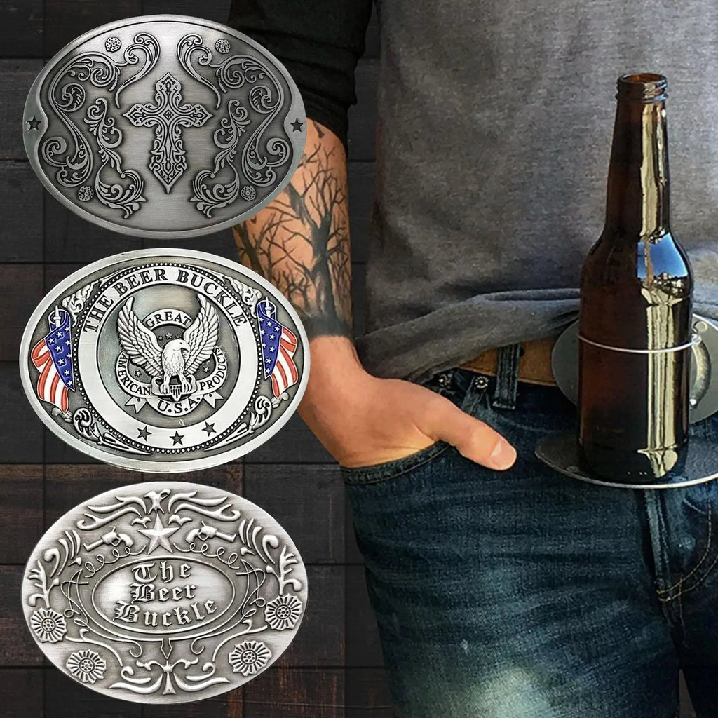 Beer Bottle Belt Clip Holder – Antique Bronze Metal Holster